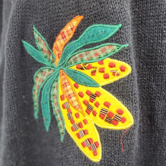 🌽🎃 Bobbie Brooks vintage plus Fall Thanksgiving embroidery beaded sweater vest - Picture 10 of 15